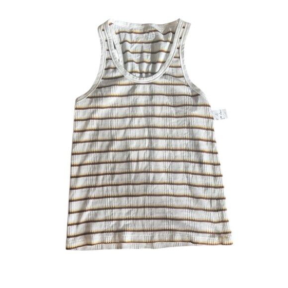 NWT Aerie White and Brown Fitted Sleeveless Tank Top - Picture 1 of 4